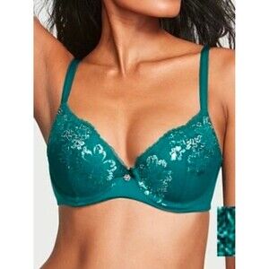 Victoria's Secret | Body by Victoria Lace Lightly Lined Demi Bra 36DDD In Green